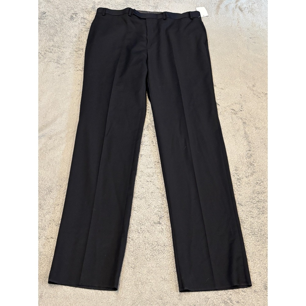 NWT Calvin Klein Pants Mens 40x39.5 Navy Blue Plain Wool Dress Trousers Unhemmed